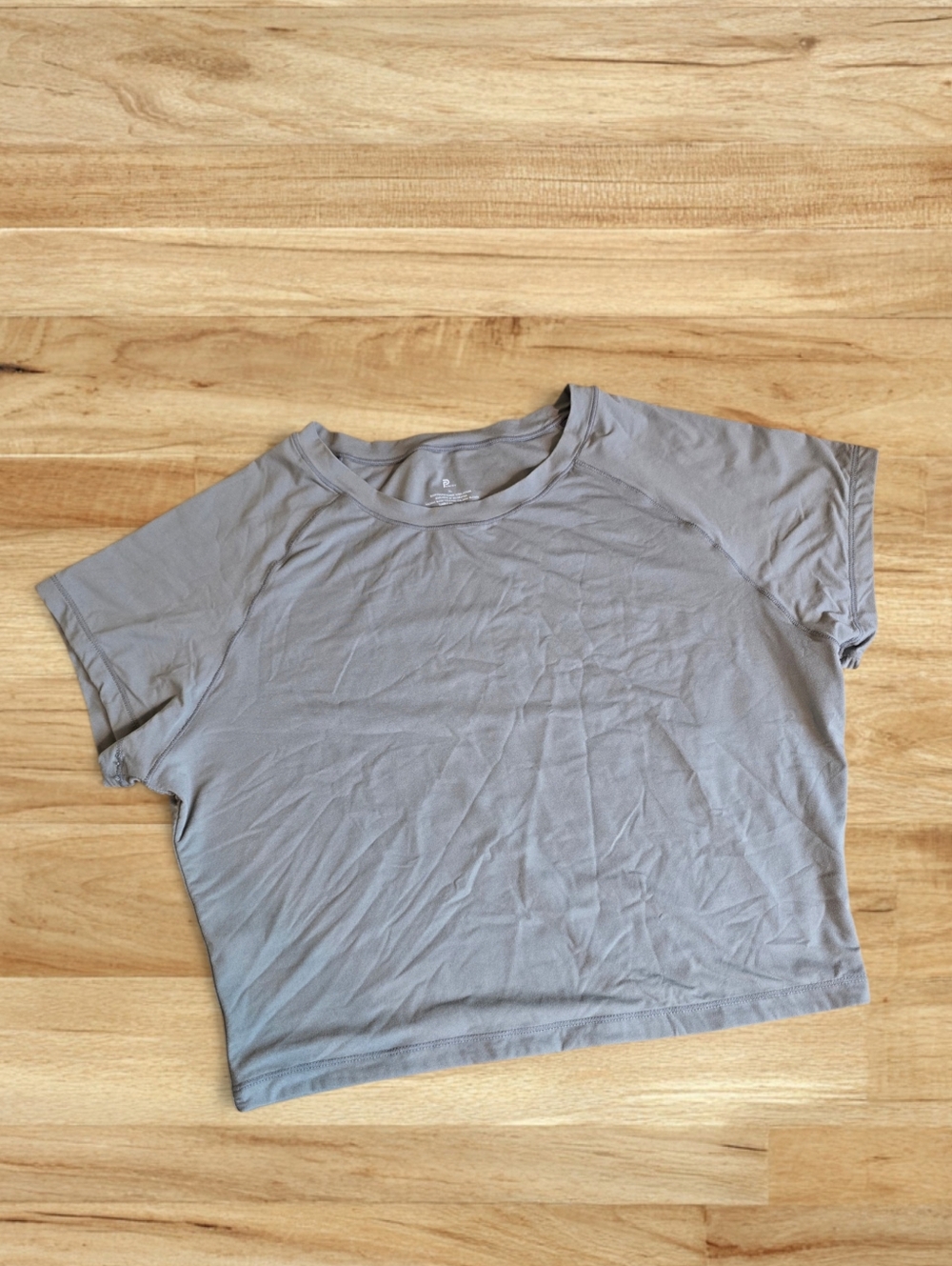 Pumiey Crop Athletic Activewear Gym Stretch Gray Crop Top Shirt XL